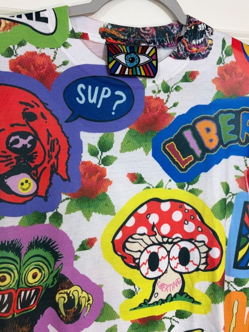 Libertine 2017 Graphic All Over Print T-Shirt White Multi Color Psychedelic S — photo 1