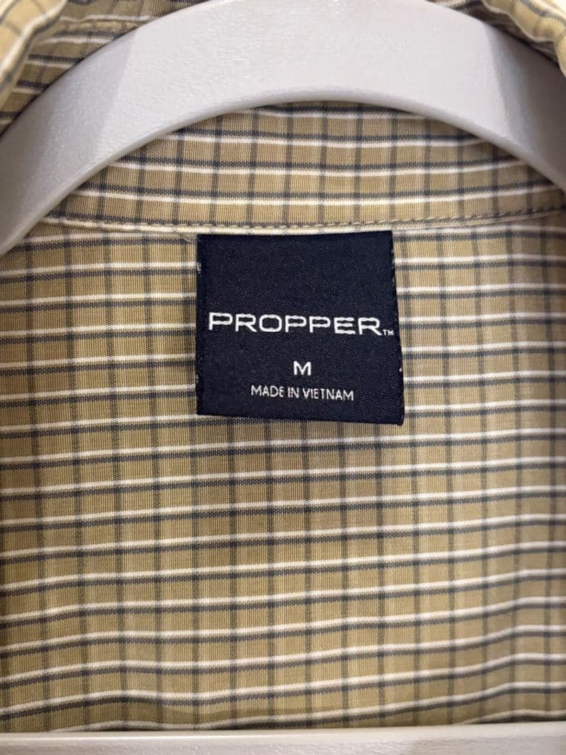Propper Mens Tactical Short Sleeve Button Down Shirt Tan Green Plaid Size Medium — photo 1