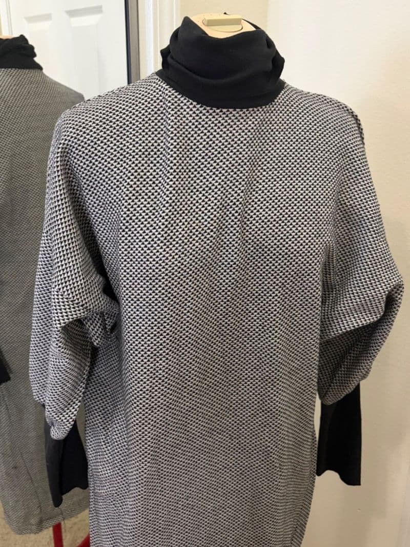 MoonCraft Vintage Geometric Knit Turtleneck Midi Dress OS Made in USA — photo 1