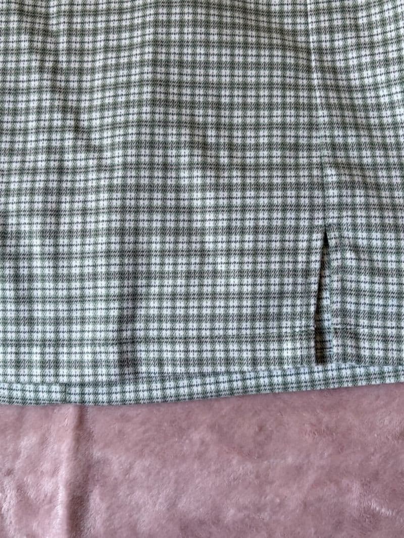 John Galt Brandy Melville Green Plaid Mini Skirt Slit Front A-Line High Waisted — photo 1