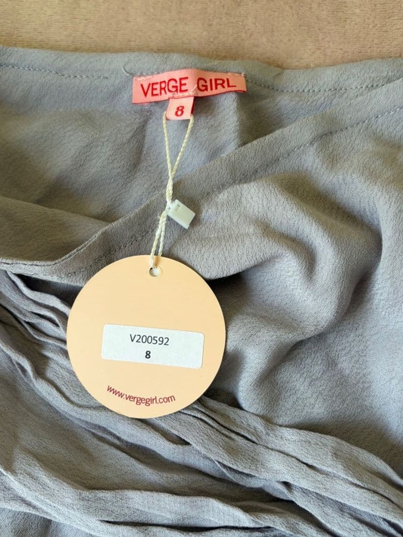Verge Girl Blue Grey Draped Tie Front Mini Skirt V200592 Women Size 8 NWT — photo 1