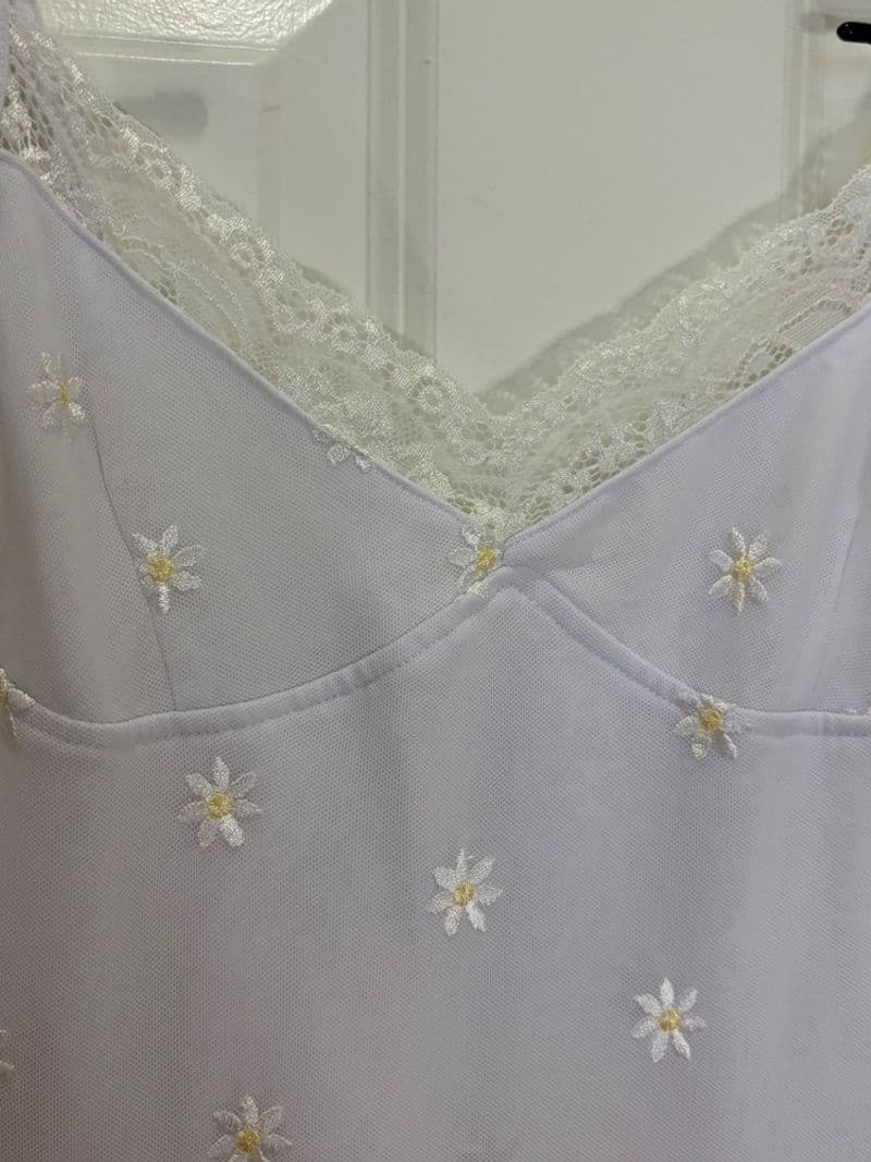 Motel Rocks White Daisy Embroidered Mesh Lace Trim Mini Dress Small NWT — photo 1