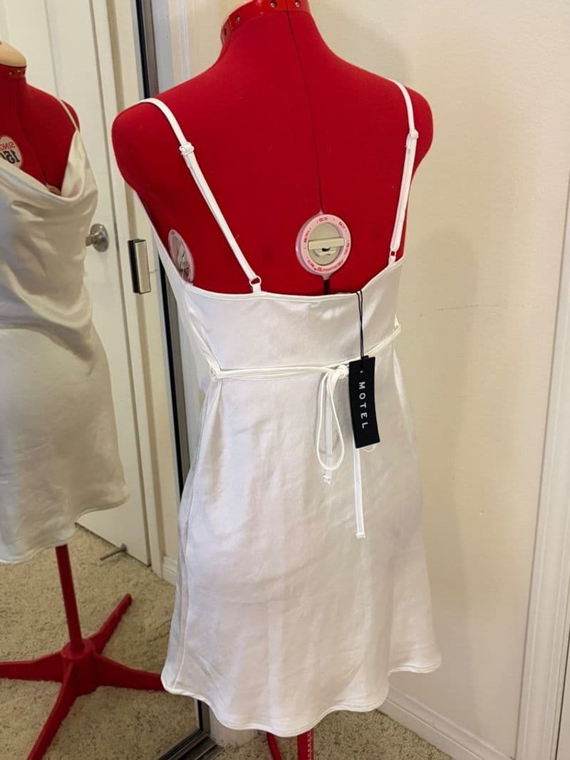 Motel Rocks Paiva Satin Ivory Cowl Neck Mini Dress Small NWT — photo 1