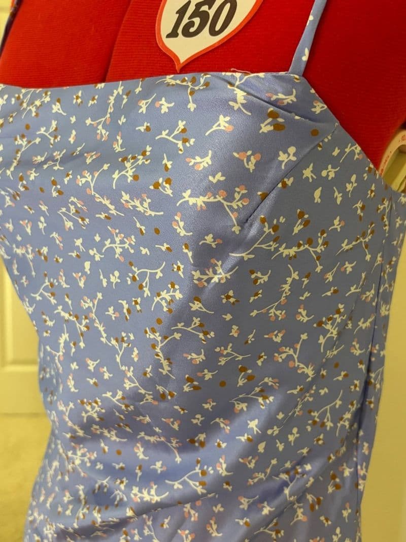 Beginning Boutique Blue Floral Mini Dress Adjustable Straps Side Slit Size 8 — photo 1