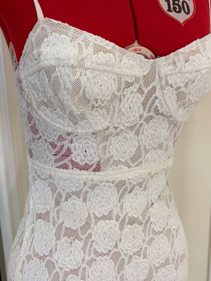 Ark & Co White Floral Lace Bustier Mini Dress Cutout Back Small — photo 1