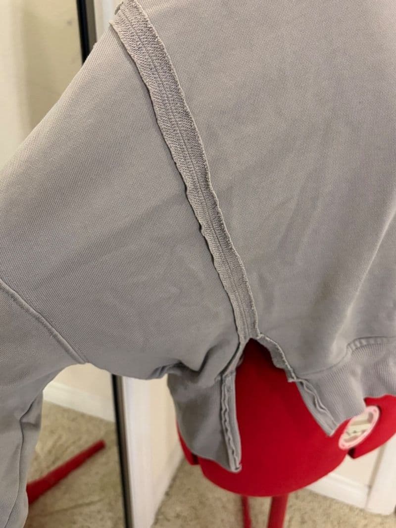 SHEIN Grey Cropped Exposed Seam Sweatshirt Pullover Size Large — photo 1