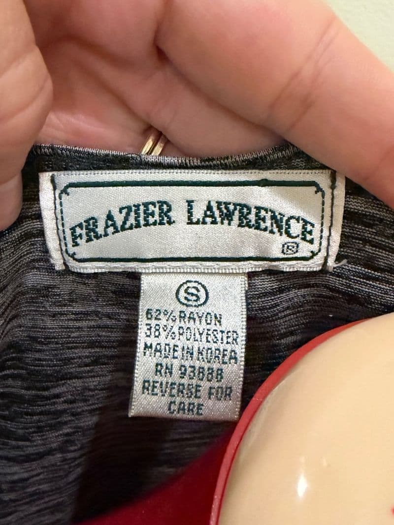 Frazier Lawrence Space Dye Short Sleeve Top Grey Black Crew Neck Small — photo 1
