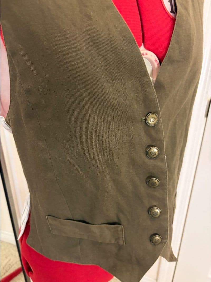 Carroll Reed Vintage Olive Green Pinstripe Back Waistcoat Vest Size M — photo 1