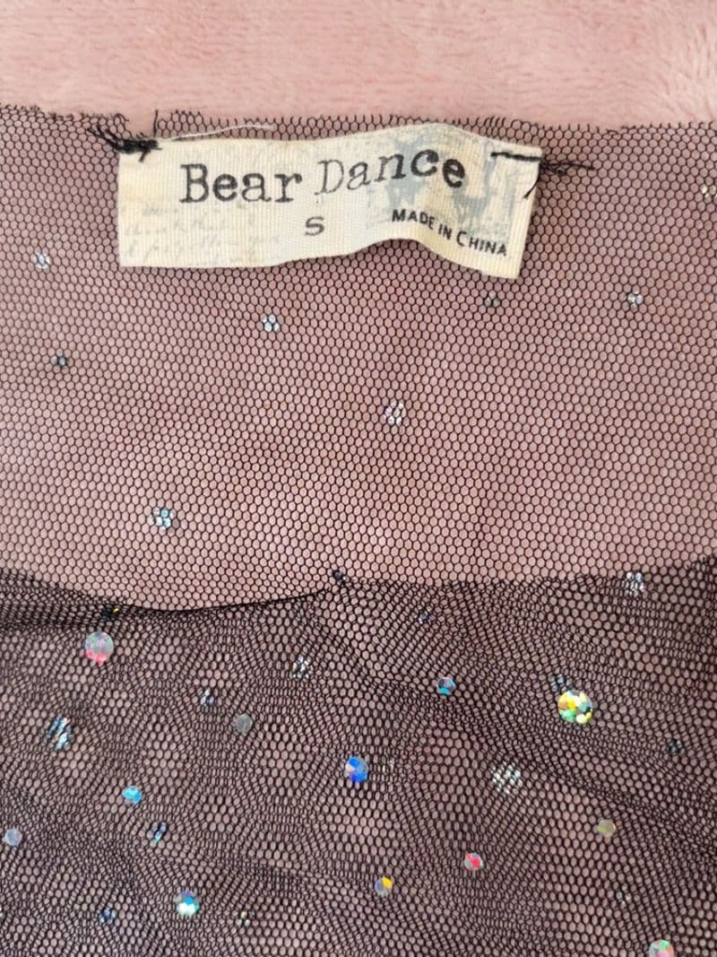 Bear Dance Black Sheer Mesh Sparkle Crop Top Short Sleeve Crew Neck Small — photo 1