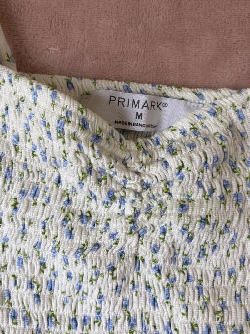 Cottagecore Blue Floral Smocked Peplum Cami Top Spaghetti Strap M — photo 1