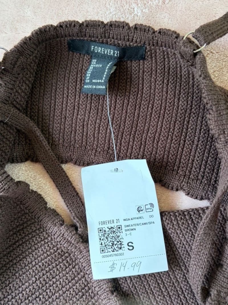 Festival Brown Knit Handkerchief Hem Cami Sweater Tank Top Small NWT — photo 1