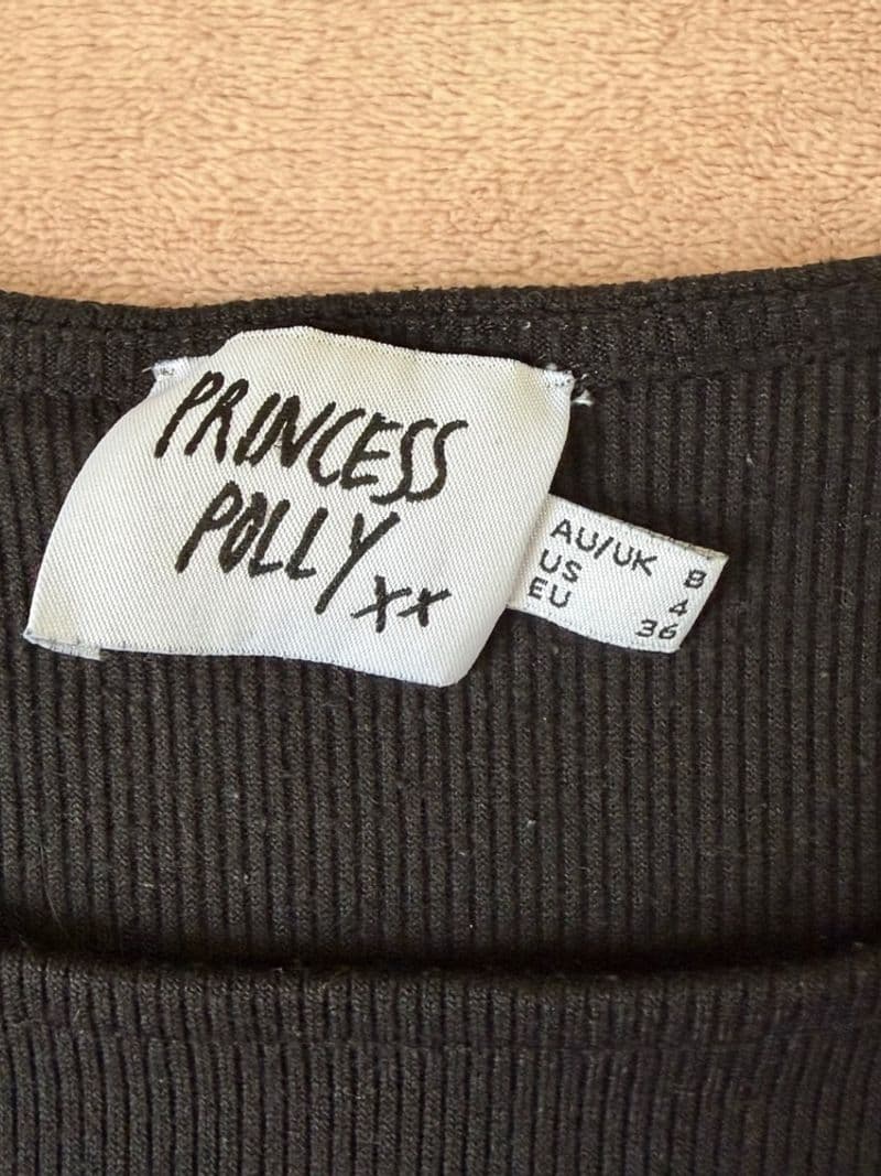 Princess Polly Womens Ribbed Crop Top Black Short Sleeve Scoop Neck Size 4 — photo 1