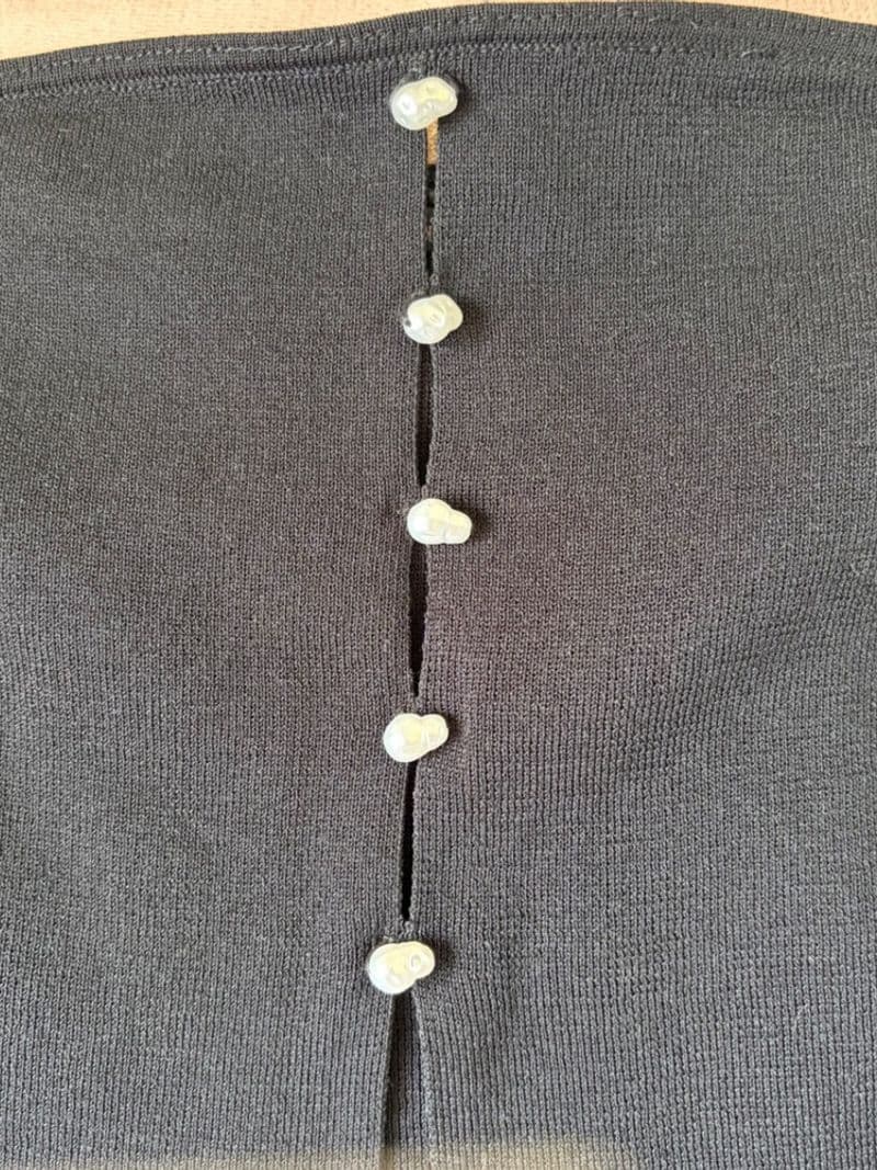 Wild Fable Black Knit Strapless Tube Top Pearl Button Front Small NWT — photo 1