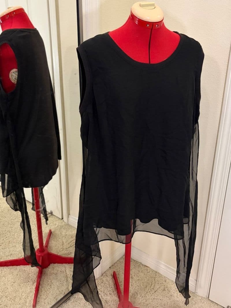 Simply Vera Vera Wang Black Sleeveless Tie Chiffon Overlay Top XL — photo 1