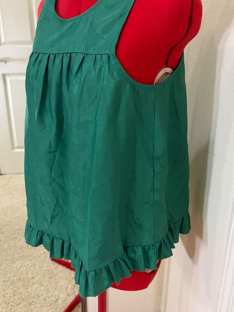Emerald Babydoll Twee Ruffle Hem Sleeveless Tank Top Blouse Small — photo 1