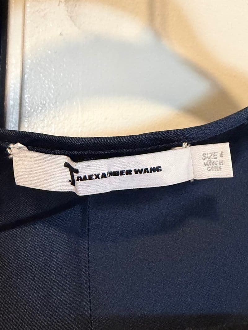 T by Alexander Wang Navy Blue Sleeveless Mini Dress Raw Edge Detail Size 4 — photo 1