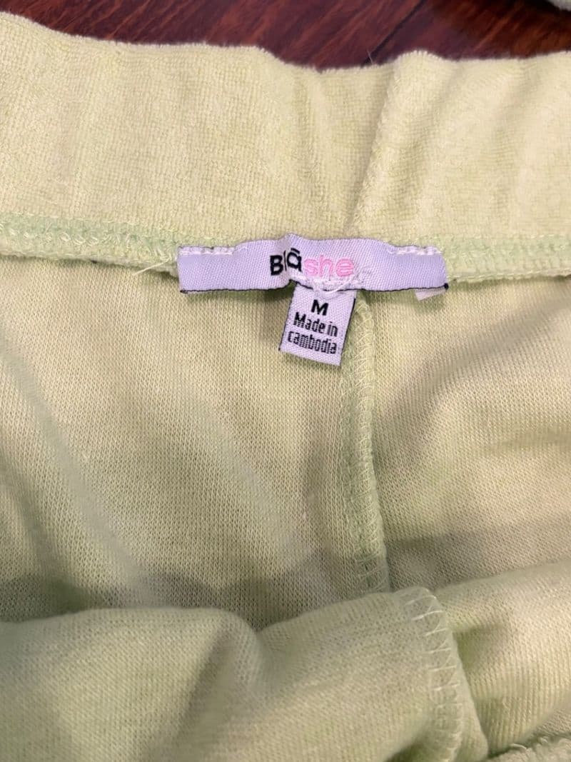 Bia She Lime Green Terry Cloth 2 Piece Set Crop Top and Shorts Lounge Set Medium — photo 1