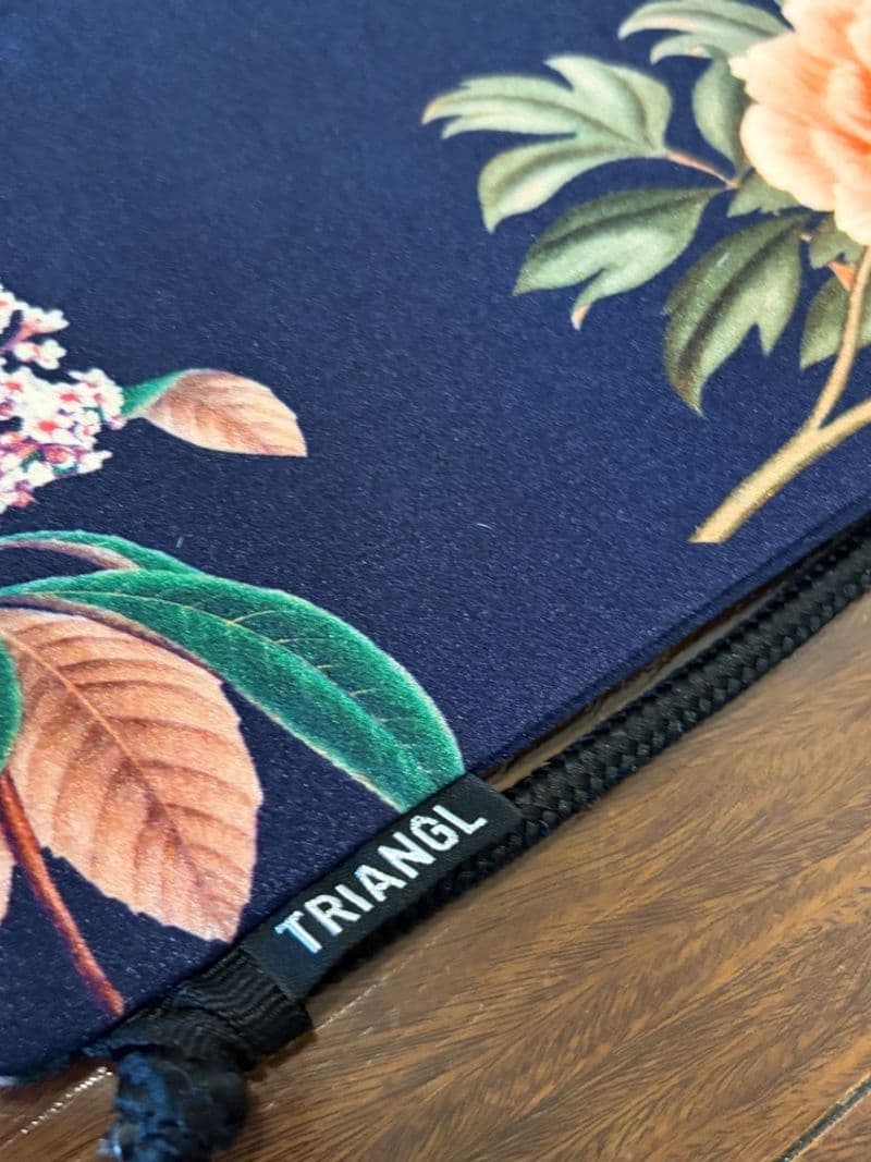 Triangl Floral Drawstring Backpack Navy Blue Neon Orange Interior Cinch Bag — photo 1