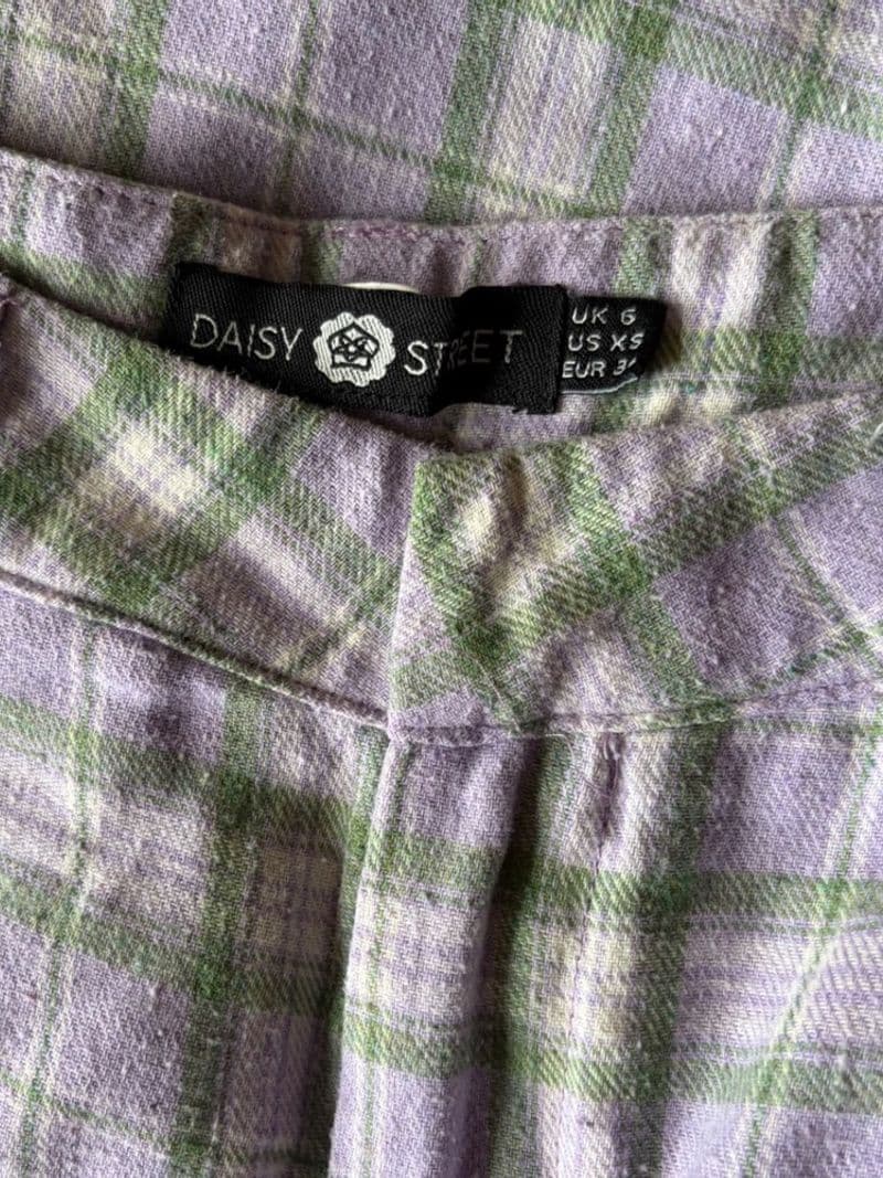 Daisy Street Purple Green Plaid Cargo Pants Wide Leg High Waisted Womens XS — photo 1