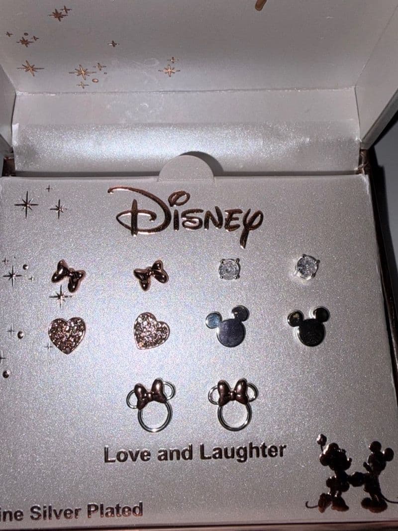 Disney Love and Laughter Fine Silver Plated 5 Earring Set Mickey Minnie Mouse — photo 1