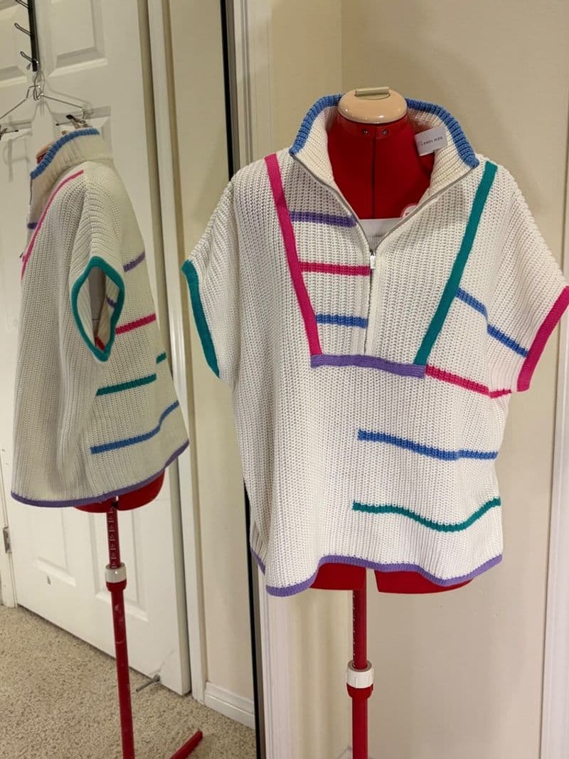 New York & Company 80s Style Colorblock Stripe Quarter Zip Sweater Vest XL NWT — photo 1