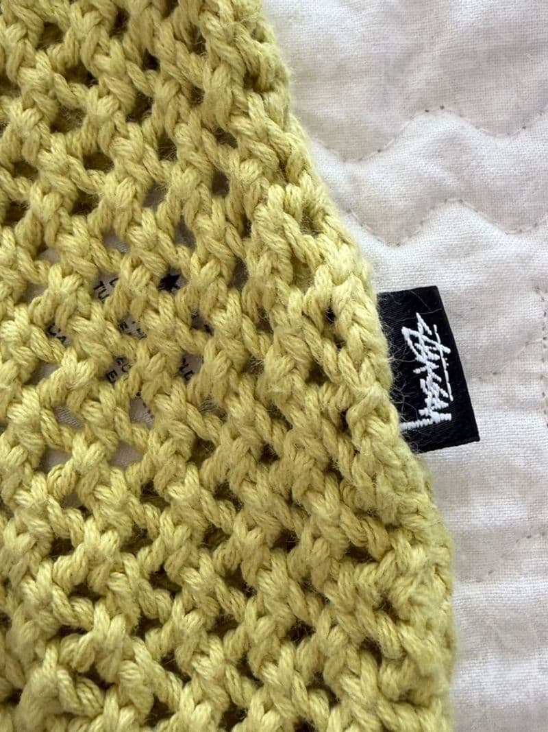 Stussy Crochet Sweater Vest Lime Green White Cotton Knit Style Mens Medium — photo 1