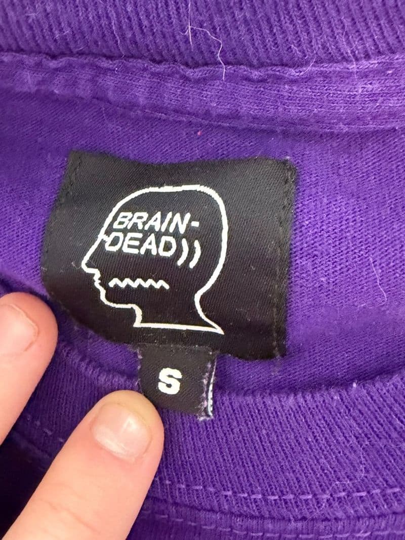 Brain Dead Post Modern Primitive Thought Purple Long Sleeve Graphic Tee Small — photo 1