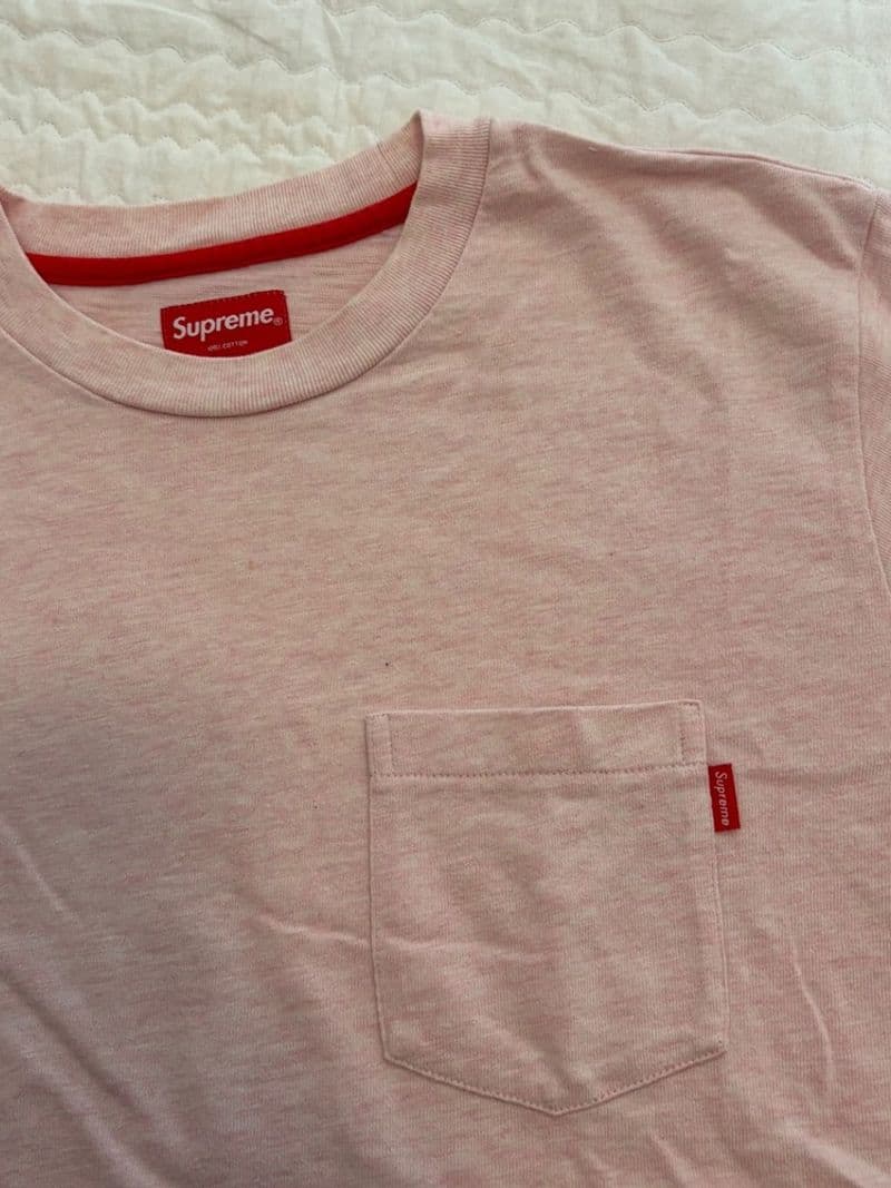 Supreme Pocket Tee Pink Heather Slub Cotton Short Sleeve T-Shirt Mens Large — photo 1