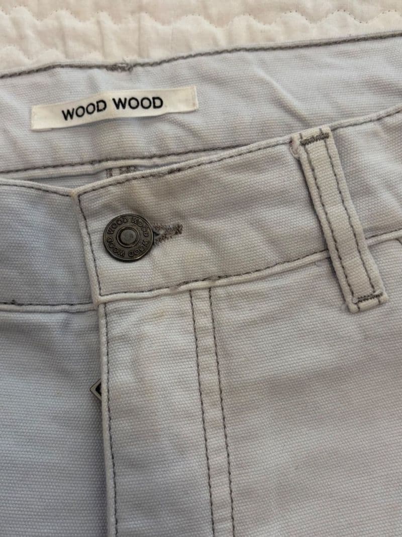 Wood Wood Britney Canvas Trousers Grey Cargo Carpenter Shorts Mens 34 — photo 1