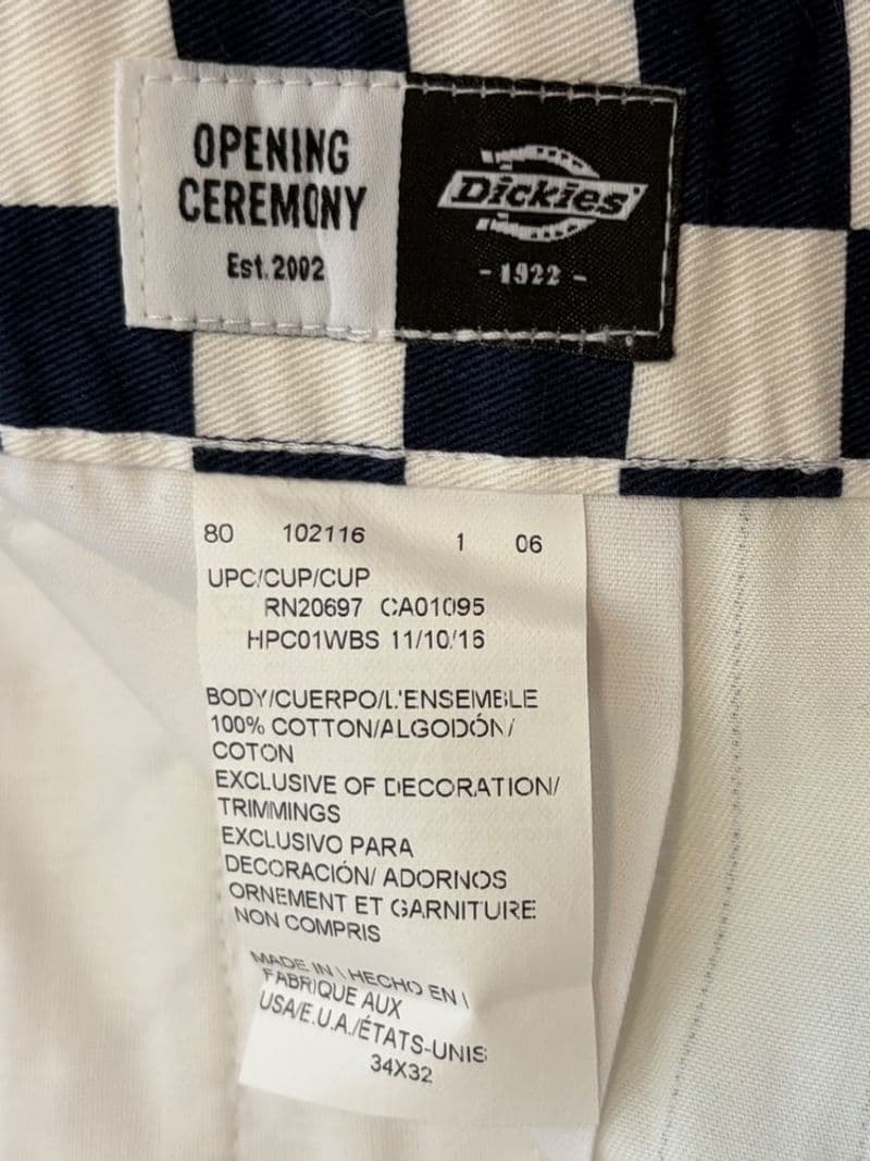 Opening Ceremony x Dickies Pinstripe Pants White Black Checkerboard 34x32 — photo 1