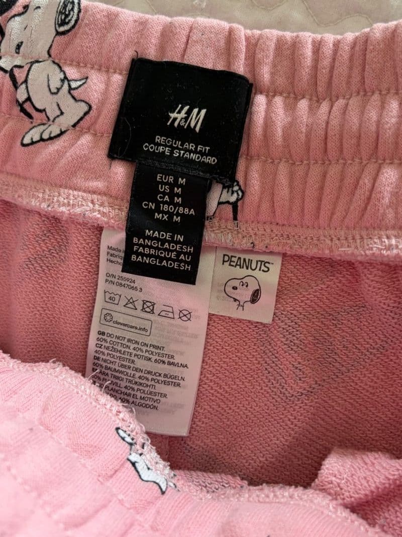 H&M Peanuts Snoopy Pink Shorts Loungewear Mens Medium — photo 1